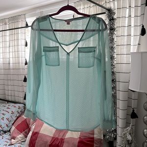 M candies sheer top with chevron design